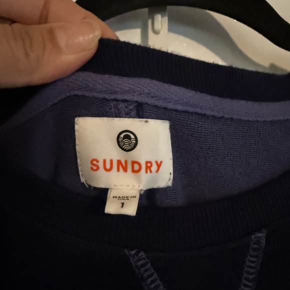 Sundry Dark Blue Crewneck Sweater with Sleeve  Details - Picture 4 of 4